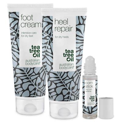 3 pak til pleje af ligtorne og hård hud . Fodcreme