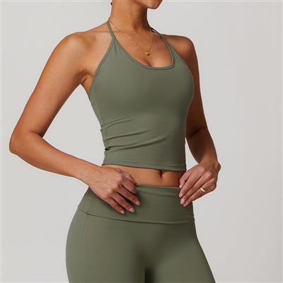 Nordic-wellness Halter Neck Top - Dusty Green - M