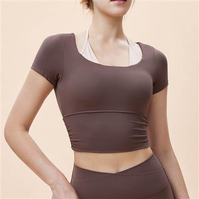 Nordic-wellness Flow Crop Tee - Dark Brown - L